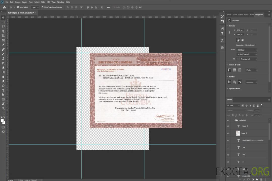 Modèle de certificat de mariage Canada Colombie-Britannique au format PSD template Modèle de certificat de mariage Canada Colombie-Britannique au format PSD template